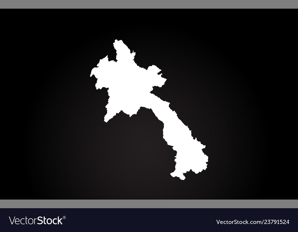 Laos black and white country border map logo Vector Image