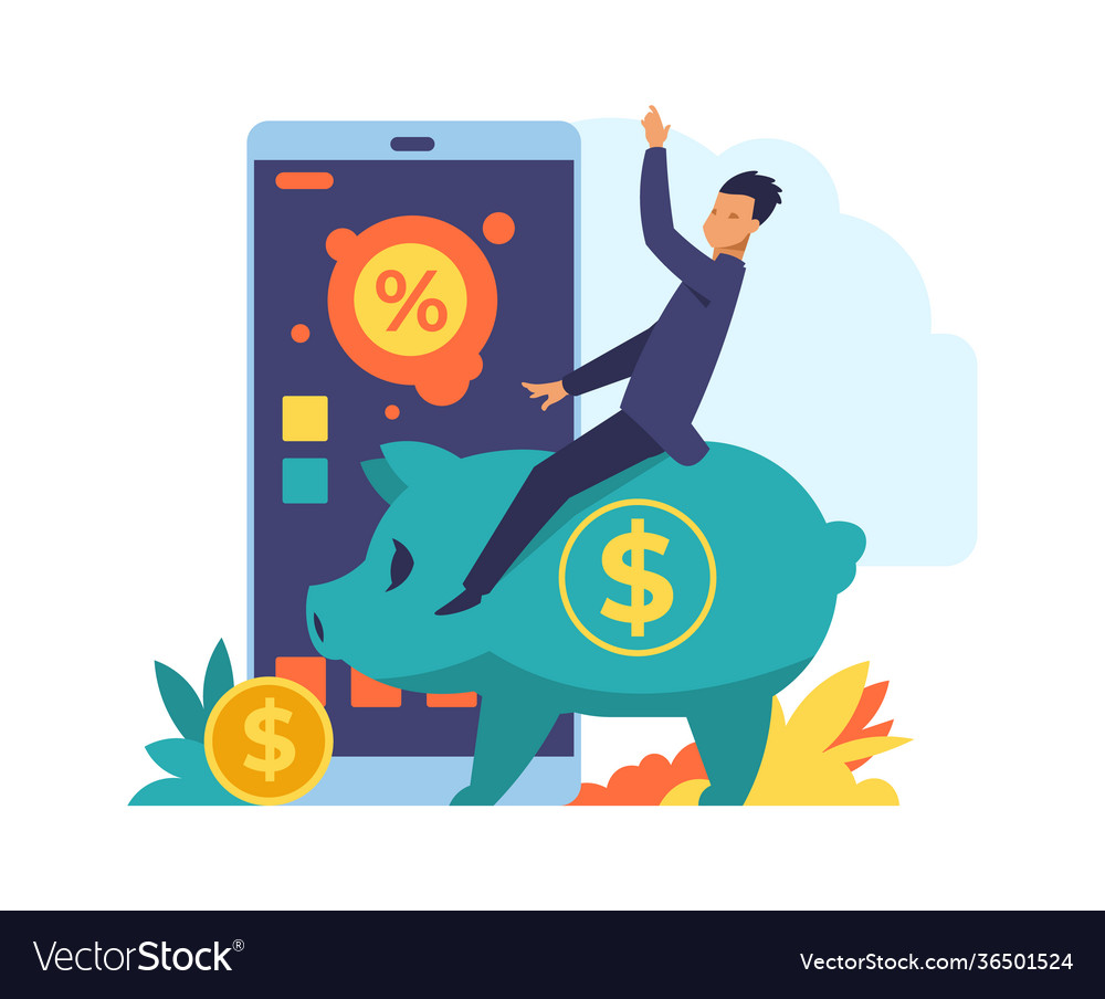 Online Banking Mobile Bank Application Wealthy Vector Image