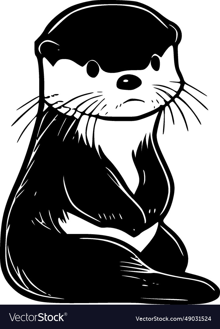 Otter - black and white Royalty Free Vector Image