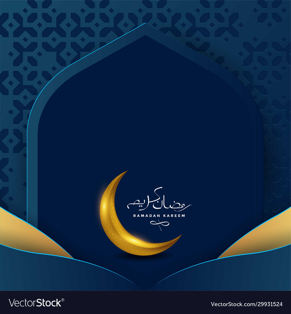 Ramadan kareem arabic calligraphy with blue moon Vector Image