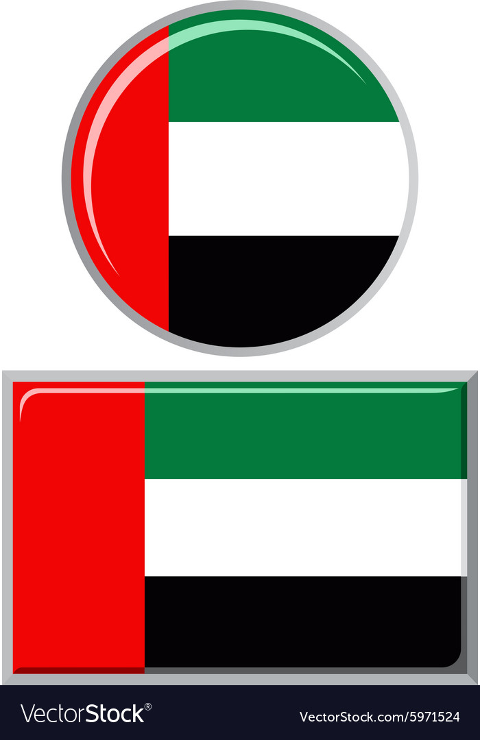 United Arab Emirates round and square icon flag Vector Image