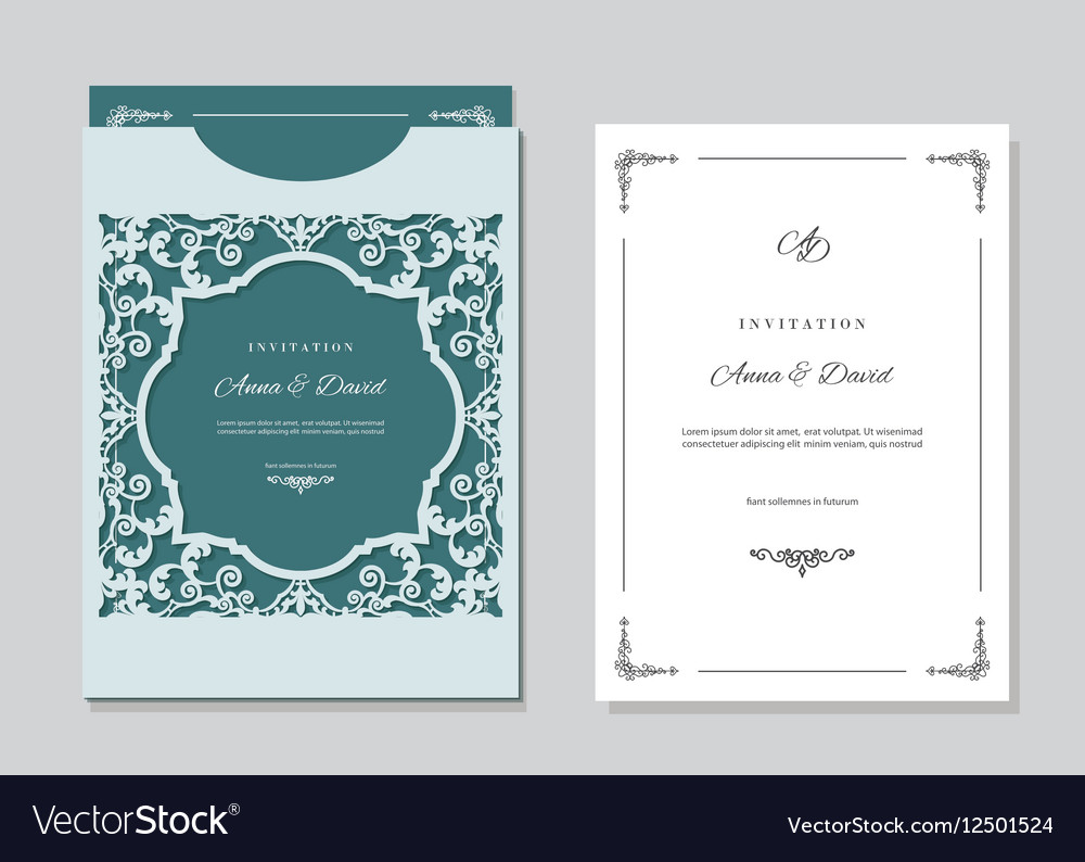 Wedding Invitation Card And Envelope Template Vector Image