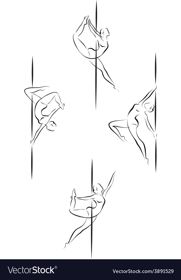 Outline pole dancers Royalty Free Vector Image