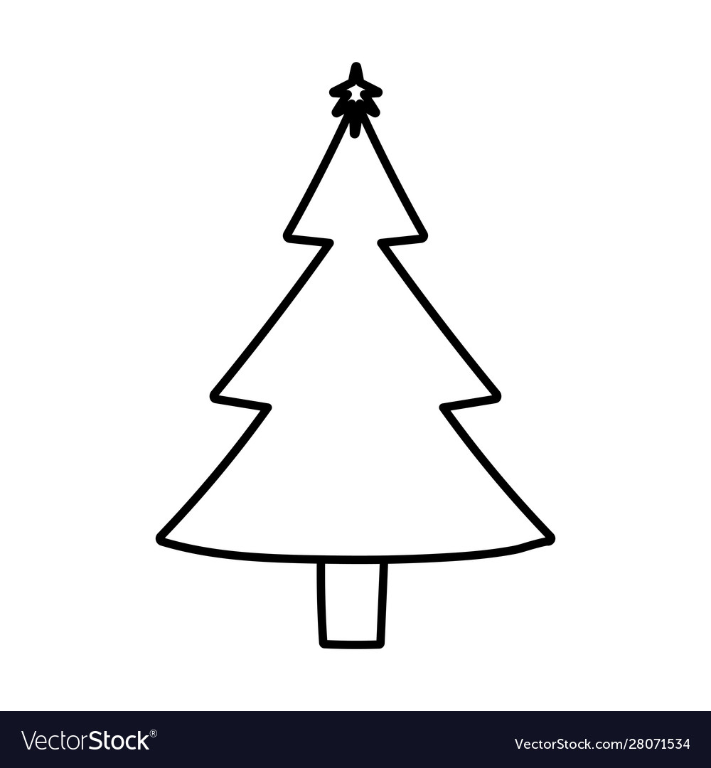 Christmas pine tree with star decoration thick Vector Image