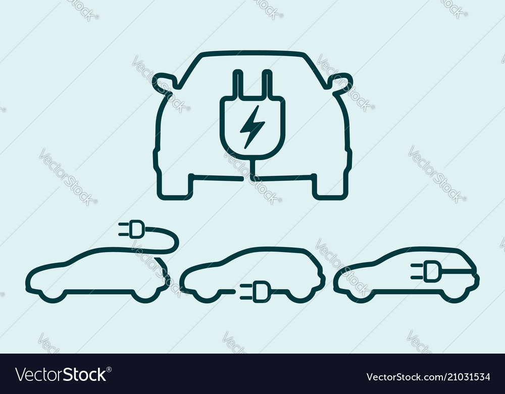 Electric car icon set Royalty Free Vector Image