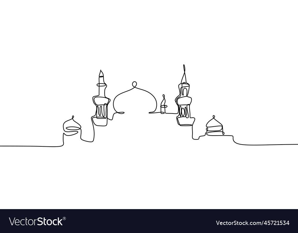 Islamic mosque one line drawing minimalist design Vector Image
