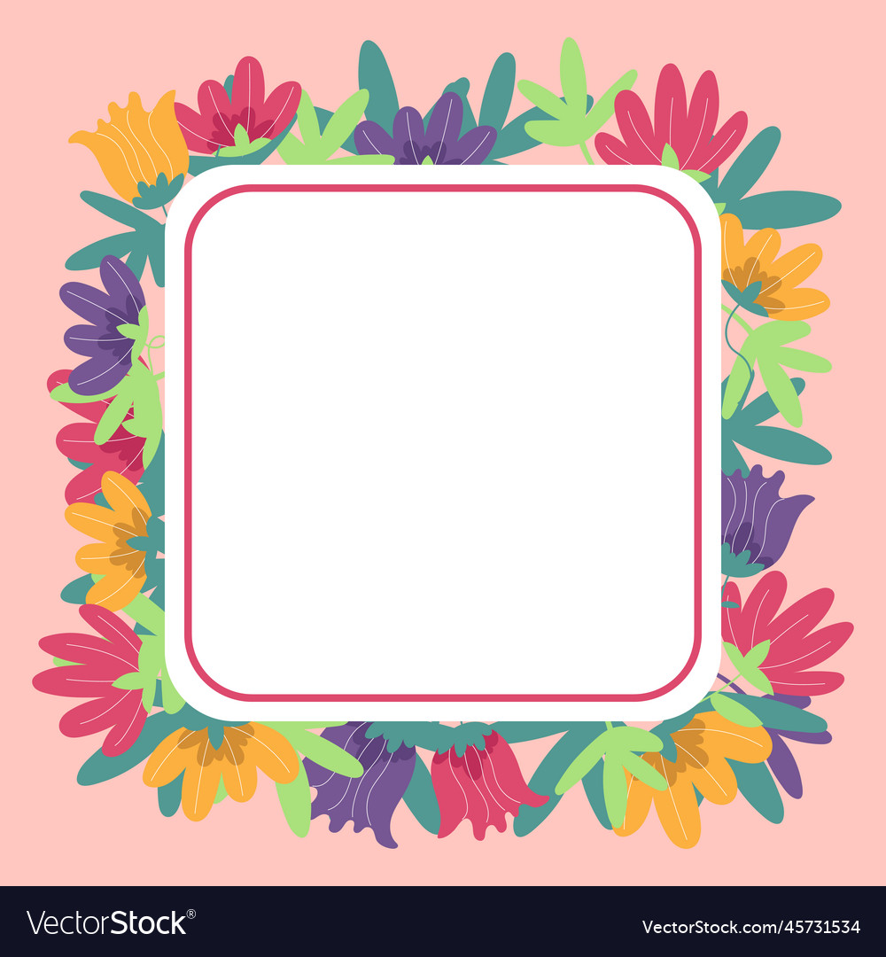 Square shape pink color text frame surrounded Vector Image