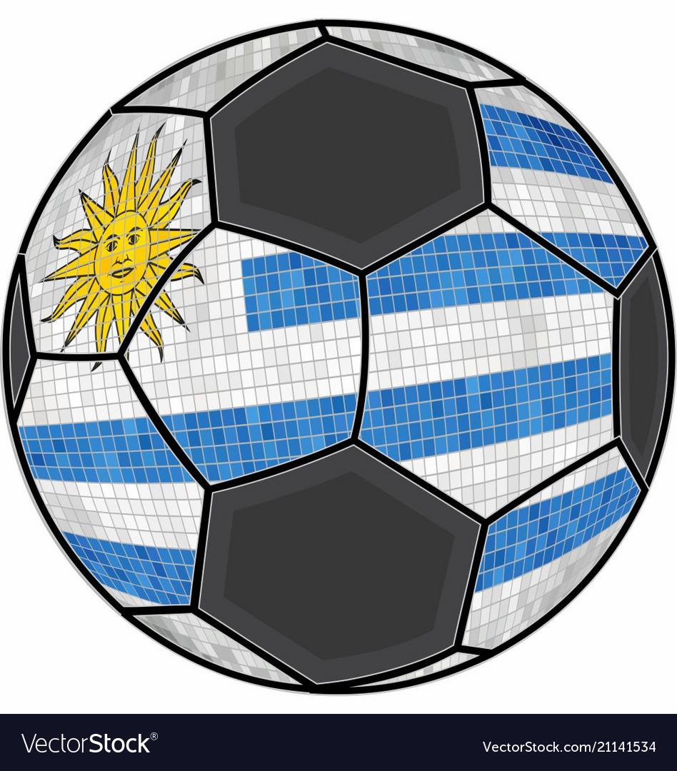 Premium Vector  Flag of uruguay with soccer ball as a background