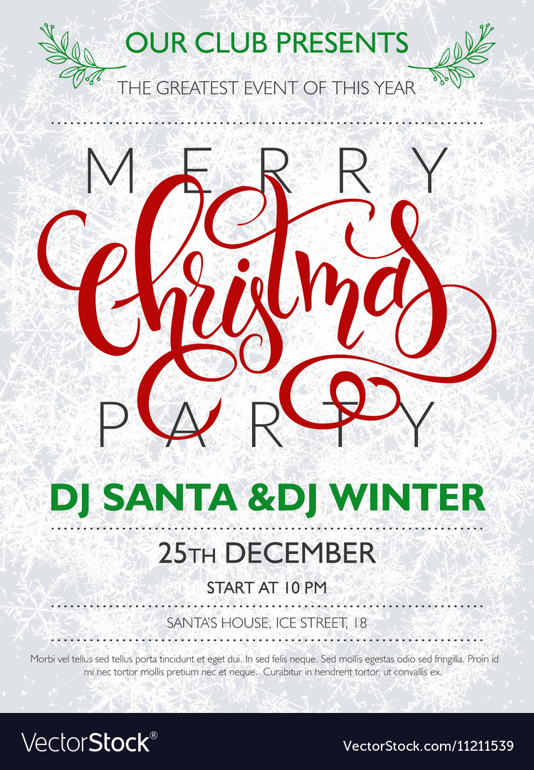 Christmas Party Poster With Lettering Royalty Free Vector