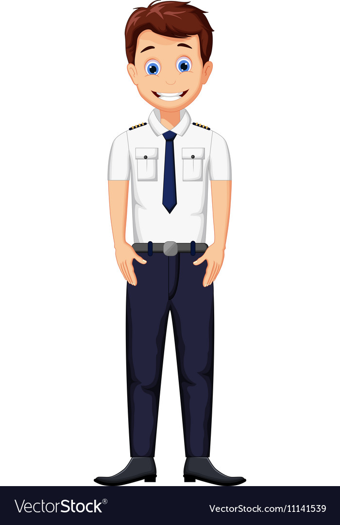 Cute cartoon pilot posing Royalty Free Vector Image Cute cartoon pilot posing Royalty Free Vector Image