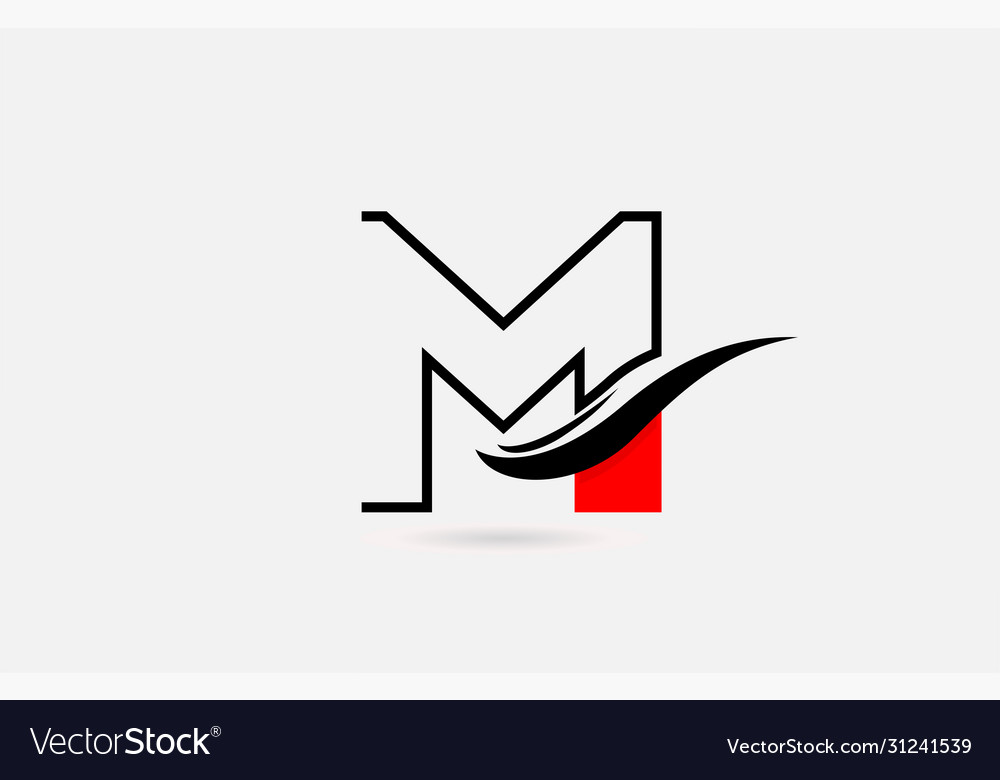 m-red-black-alphabet-letter-logo-icon-for-company-vector-image