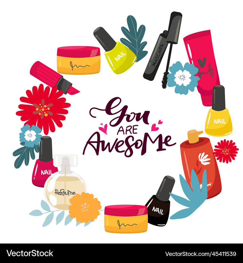 Sets of cosmetics on isolated background Vector Image