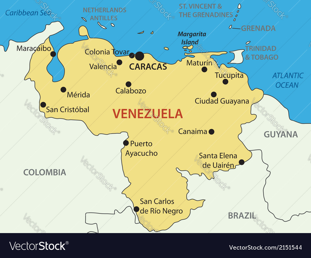 Bolivarian republic of venezuela - map Royalty Free Vector