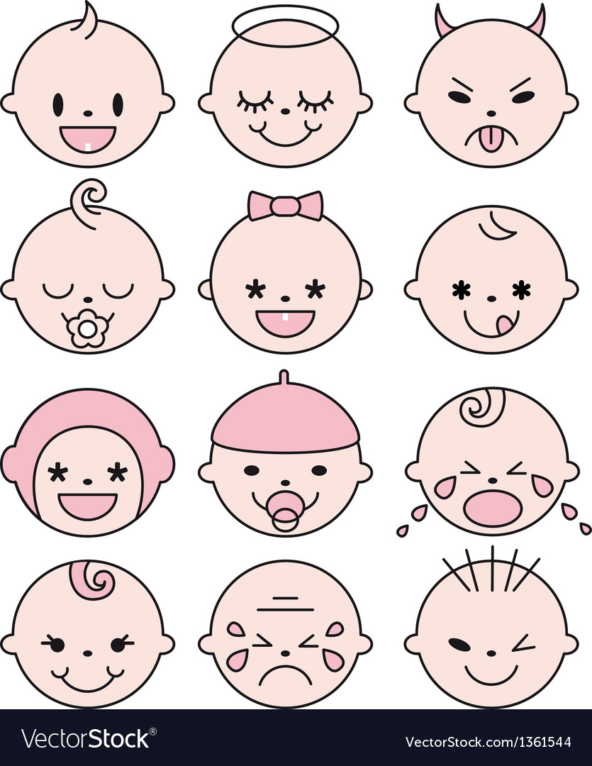 Download Cute baby faces Royalty Free Vector Image - VectorStock