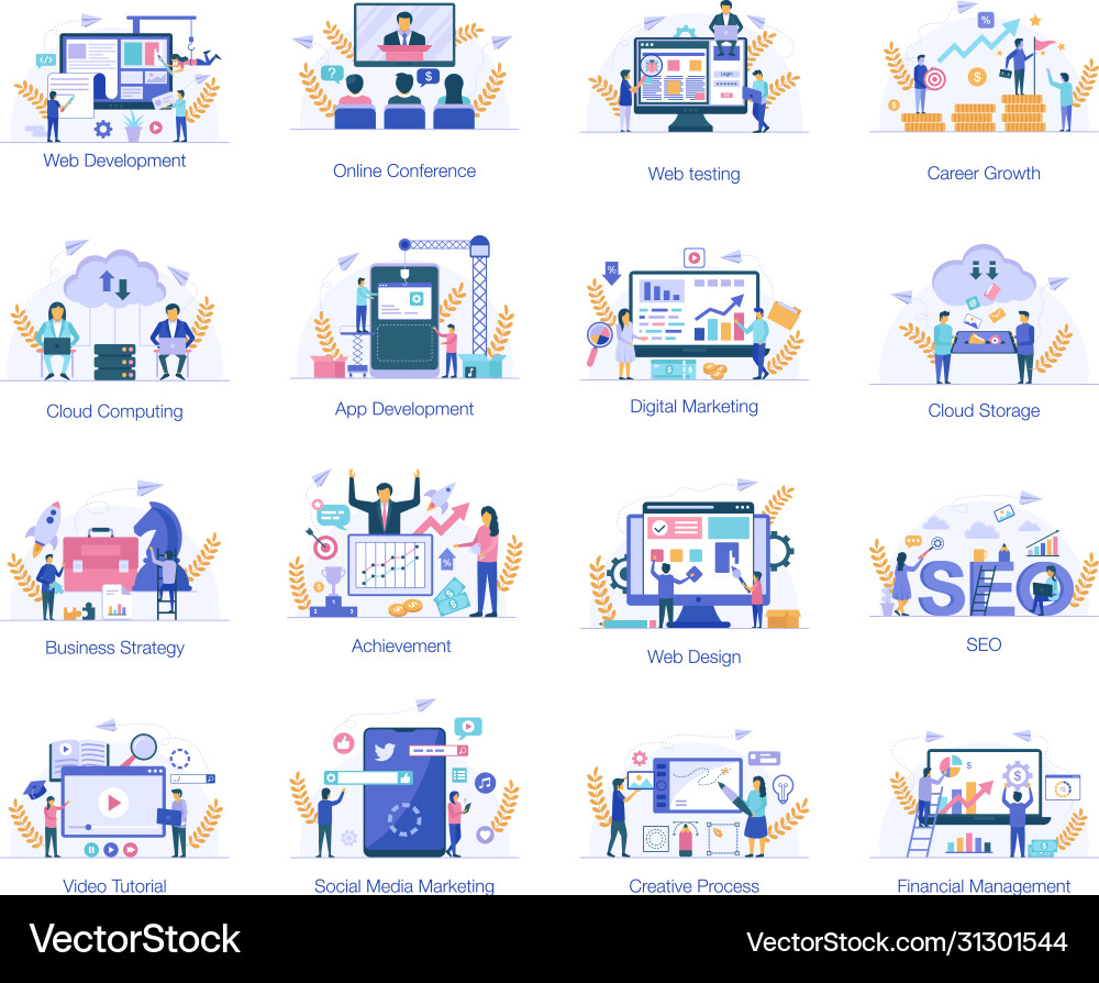 Ecommerce flat set Royalty Free Vector Image - VectorStock