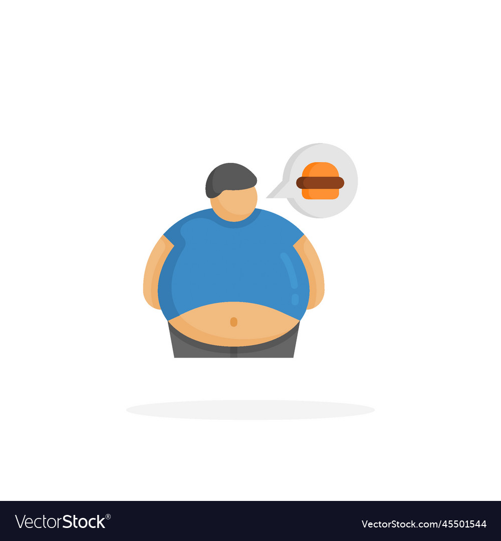 Obesity man icon flat Royalty Free Vector Image