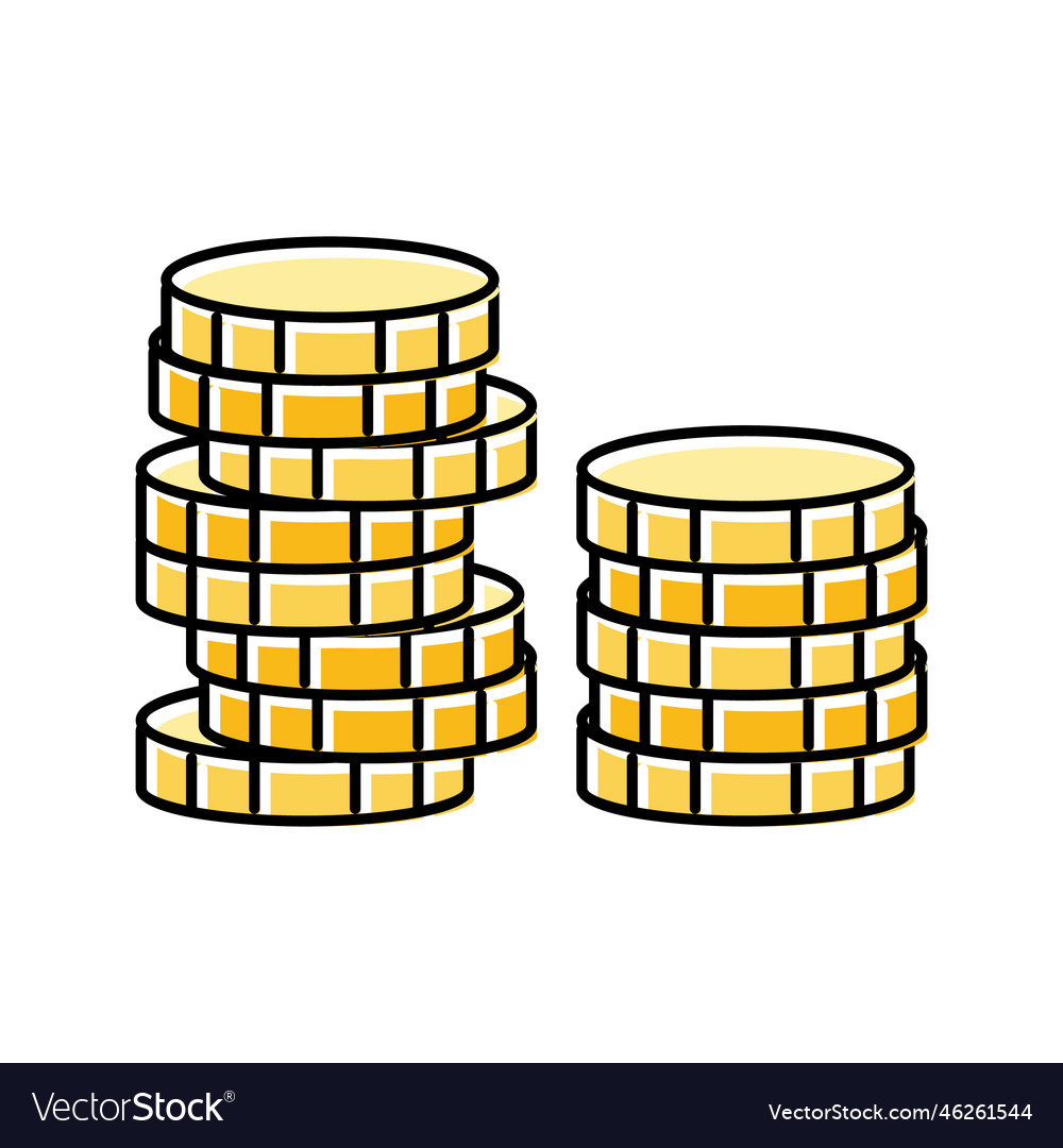 Stack gold coin color icon Royalty Free Vector Image