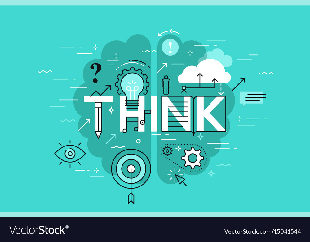 Thin line flat design banner for think web page Vector Image