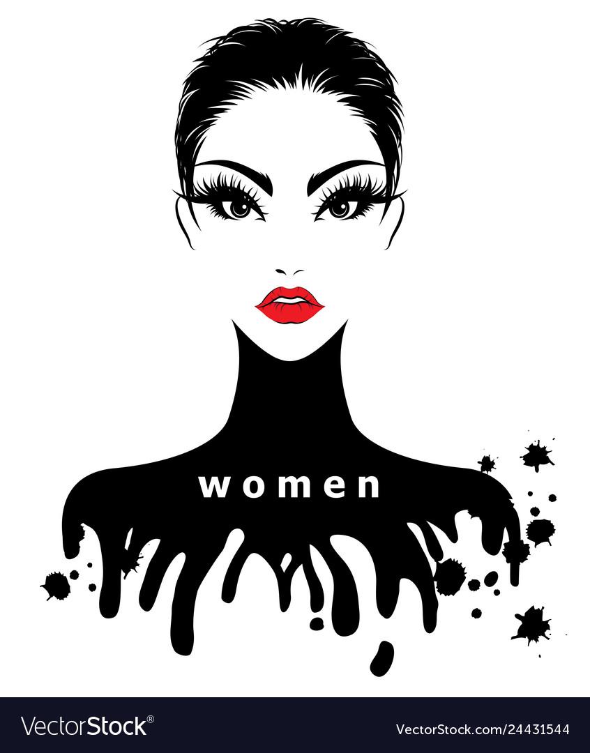 Women Short Hair Style Icon Logo Women On White Vector Image