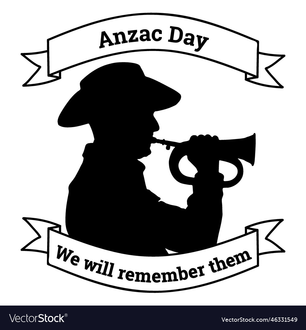 Anzac day trumpet man silhouette Royalty Free Vector Image