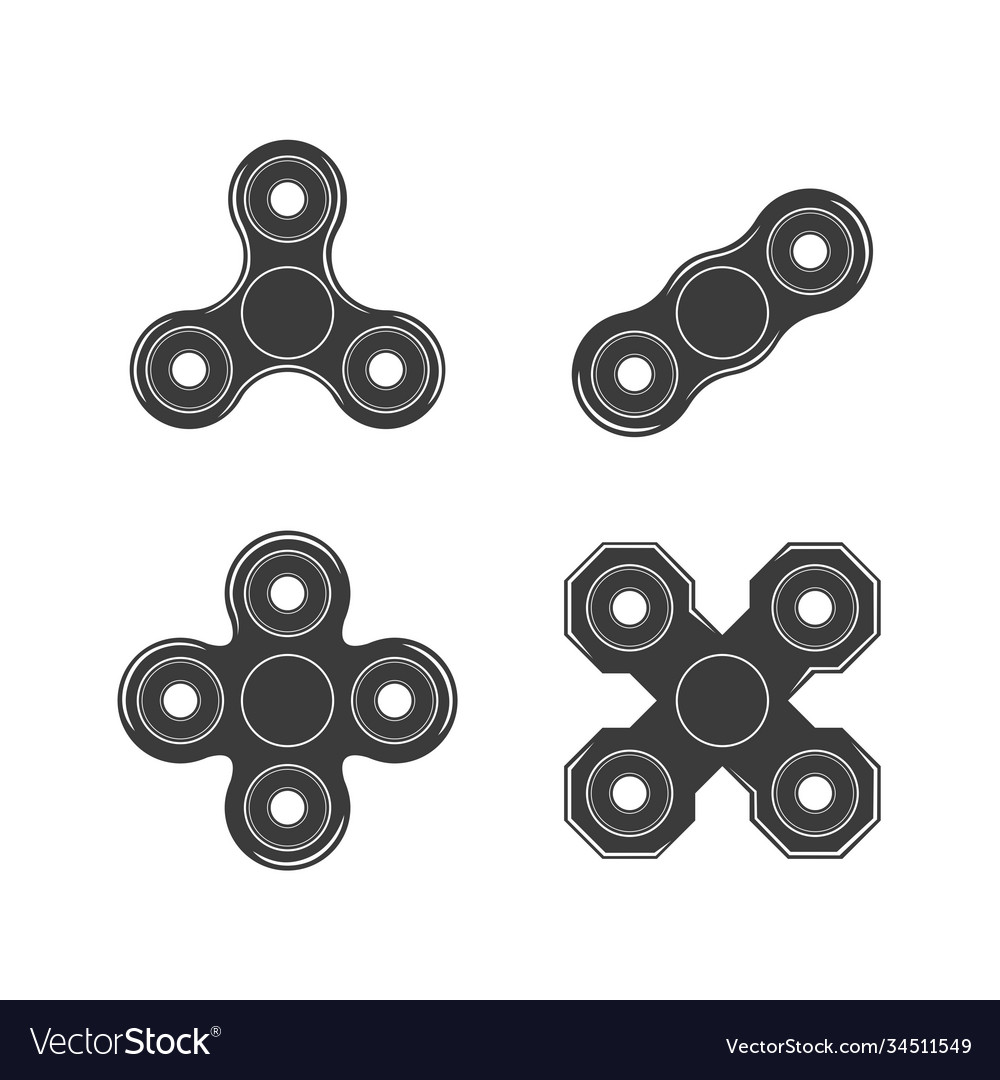 Fidget spinner icons set isolated on white