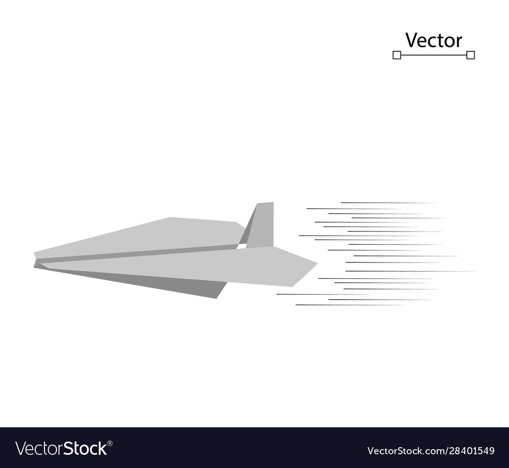 Flying white origami paper plane with speed line Vector Image