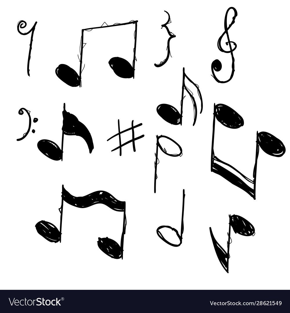 Hand drawn music note element doodle vector image Hand drawn music note element doodle