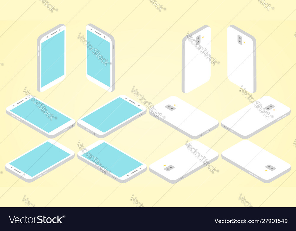 Isometric Phone In Every Angle Royalty Free Vector Image