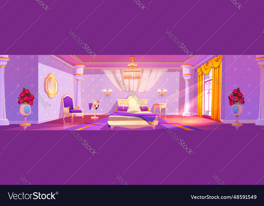 Princess bedroom interior - royal girly room Vector Image