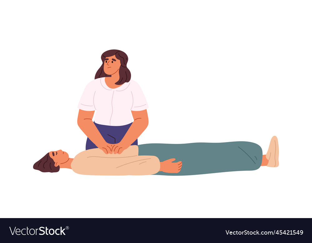 Woman doing indirect heart massage for breathless Vector Image