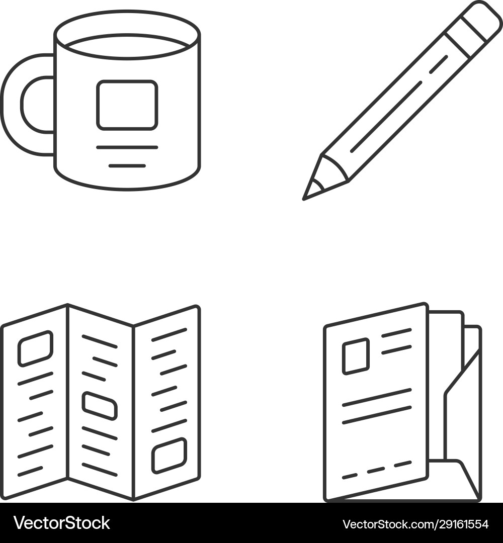 Business tools linear icons set office Royalty Free Vector