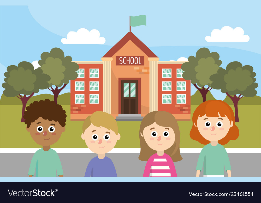 Girls and boys children back shool education Vector Image