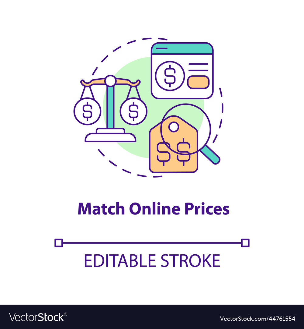 Match online prices concept icon Royalty Free Vector Image