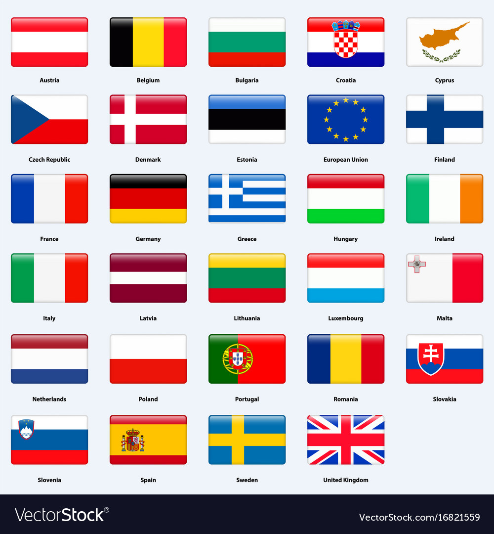 All flags of the countries of the european union Vector Image