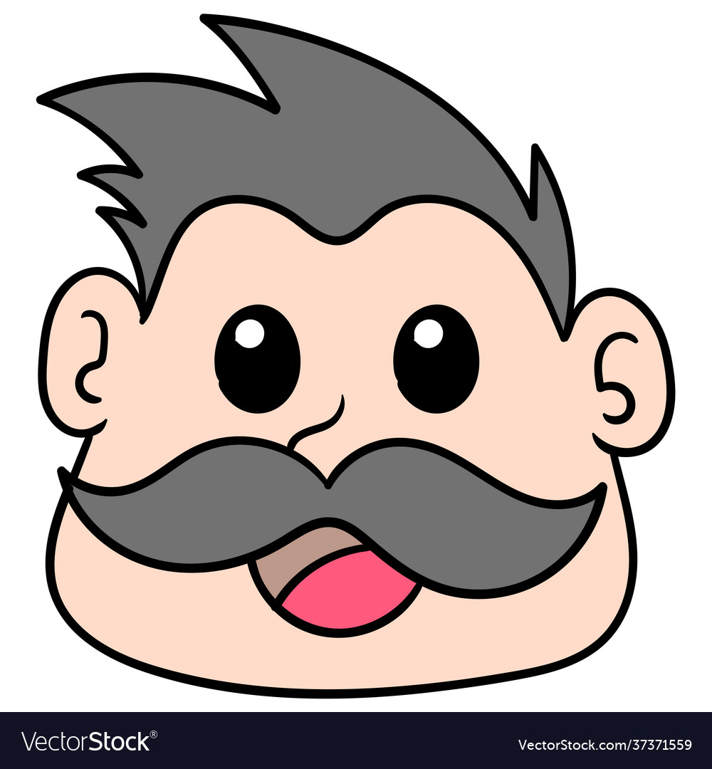 Head an old man with a thick mustache Royalty Free Vector