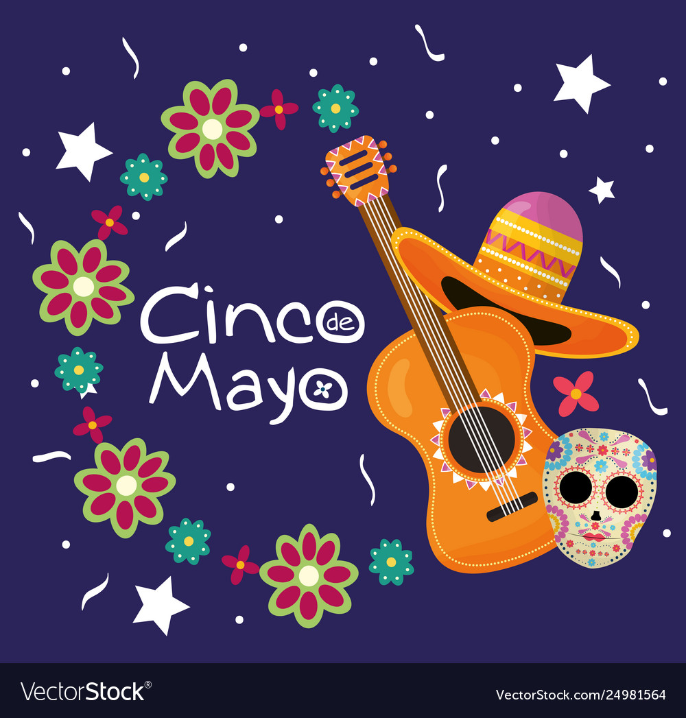 cinco-de-mayo-celebration-card-with-guitar-vector-image