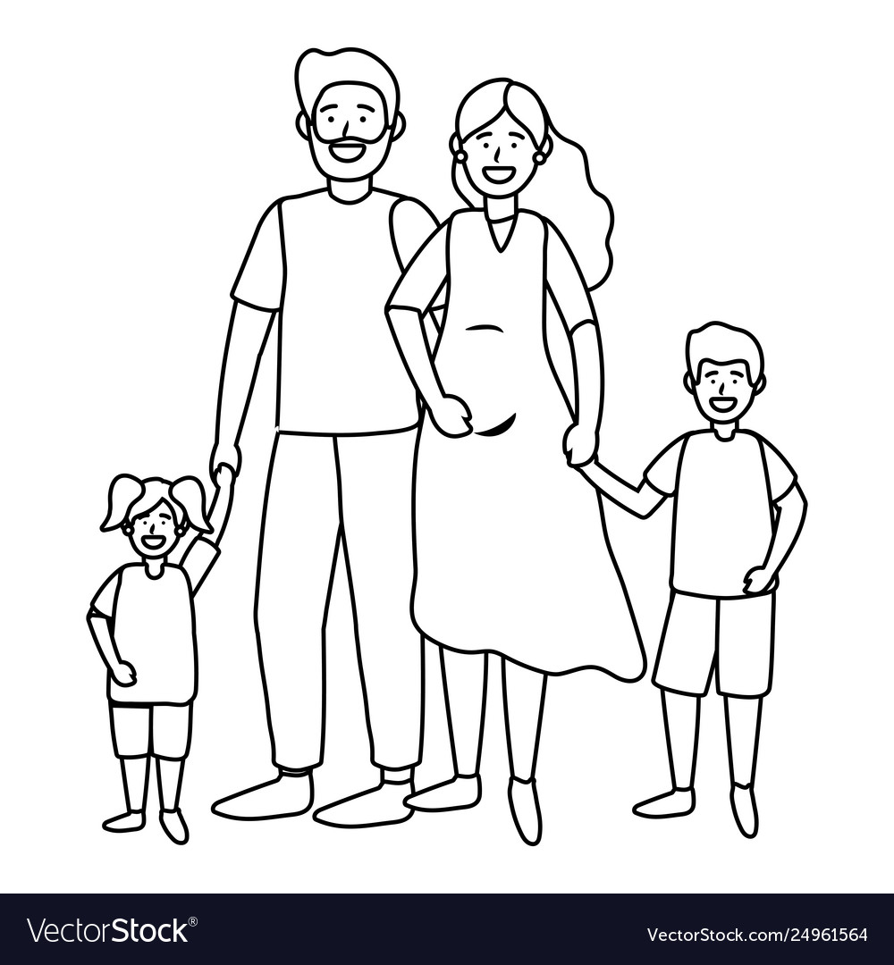 Couple with children Royalty Free Vector Image