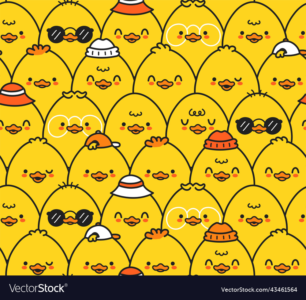 Cute funny ducks seamless patternwallpaper Vector Image