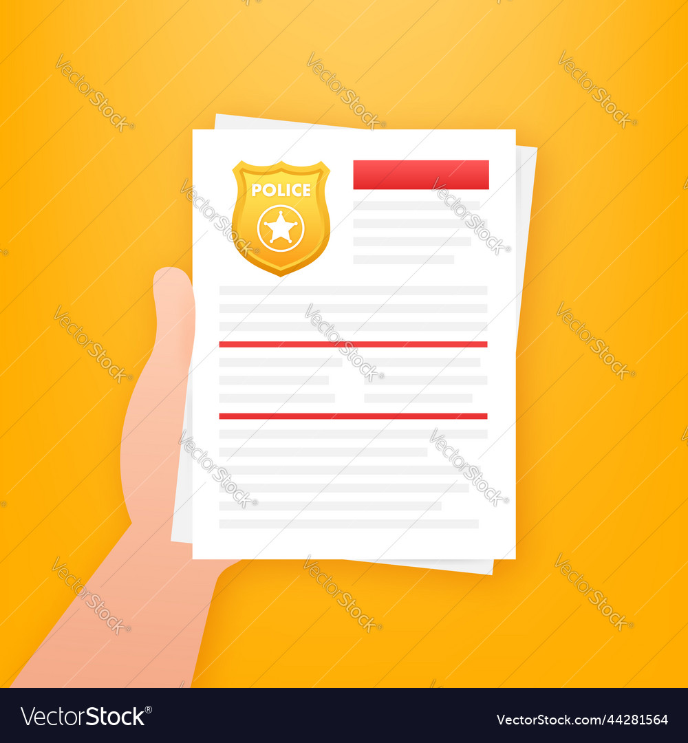 Police report clipboard with badge Royalty Free Vector Image