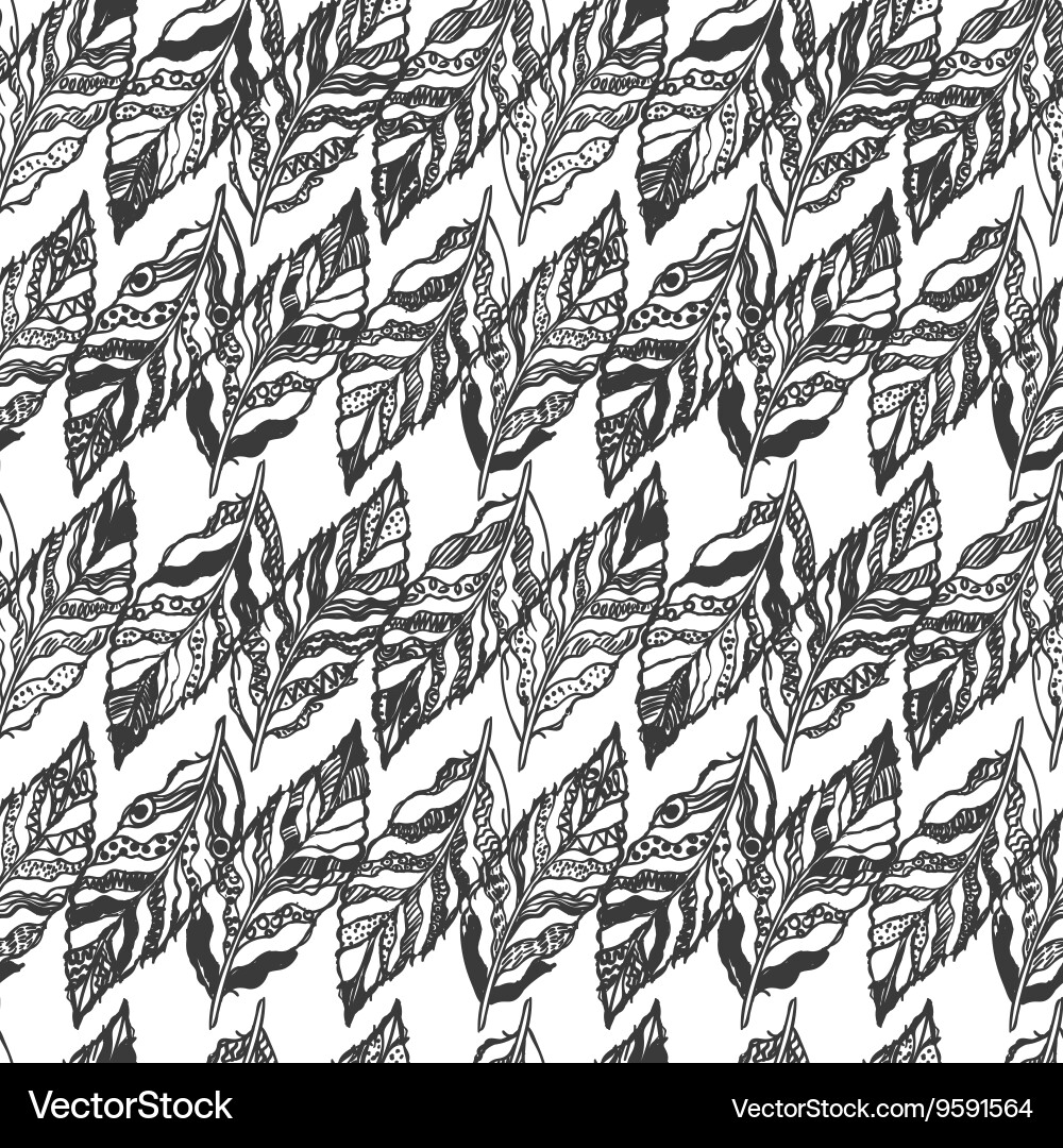 Seamless pattern with feathers Royalty Free Vector Image