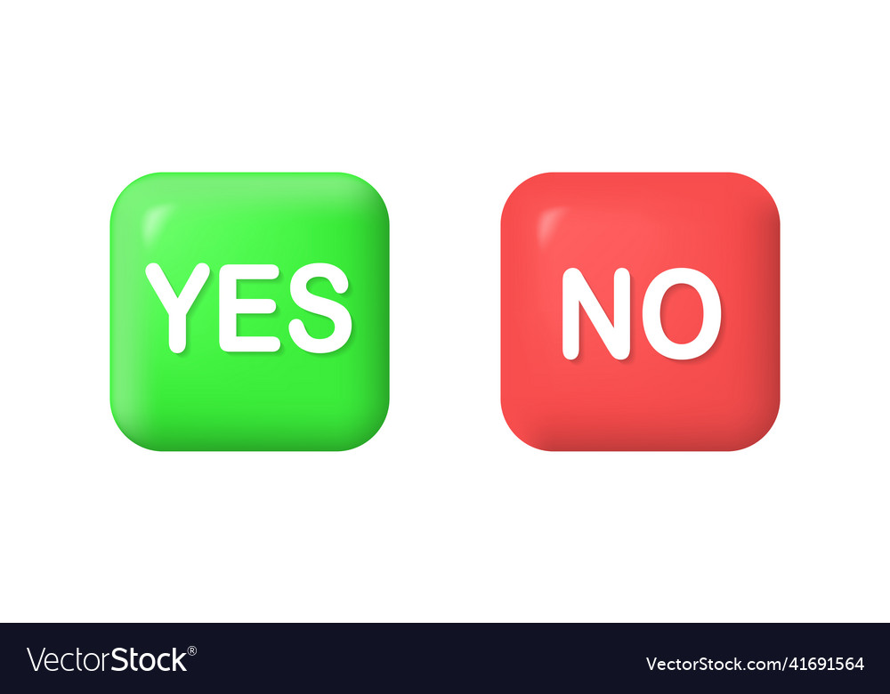 Yes and no check marks icon 3d Royalty Free Vector Image