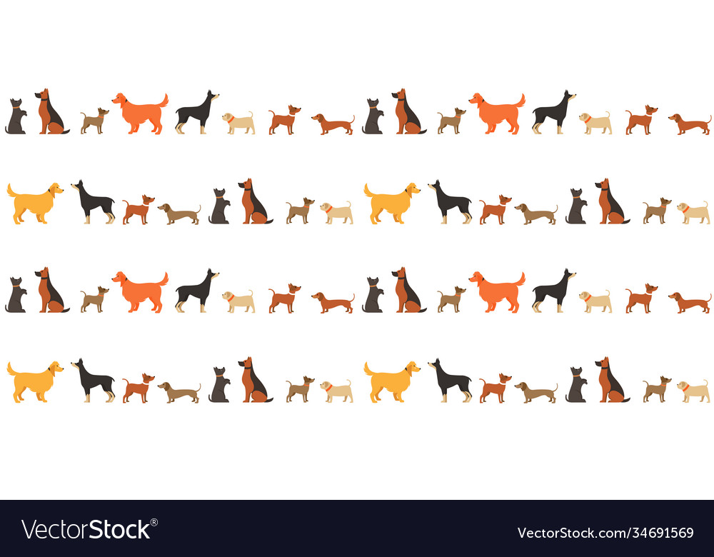 Cute dog pets seamless pattern vector image Cute dog pets seamless pattern