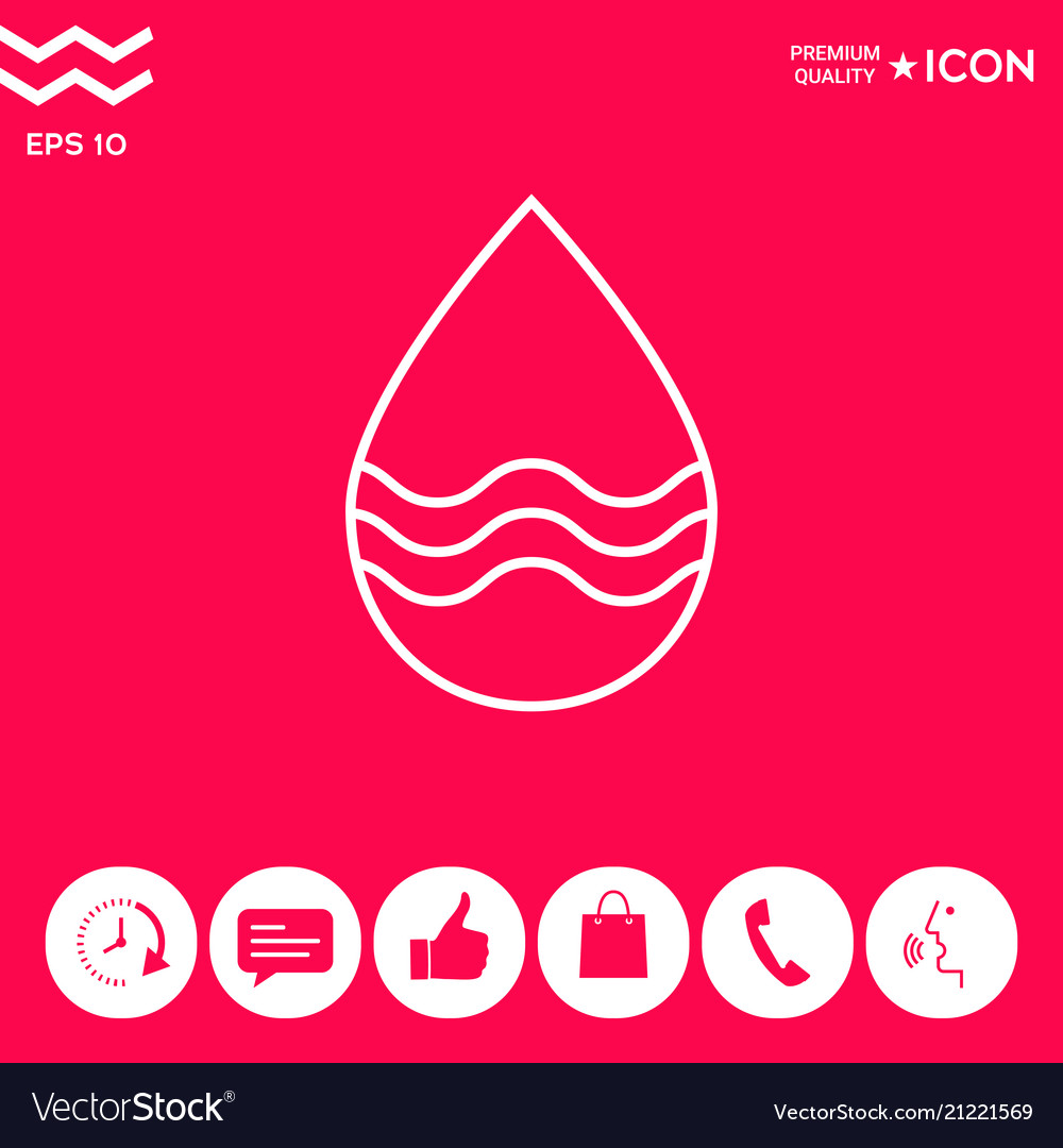 Drop line icon with waves Royalty Free Vector Image