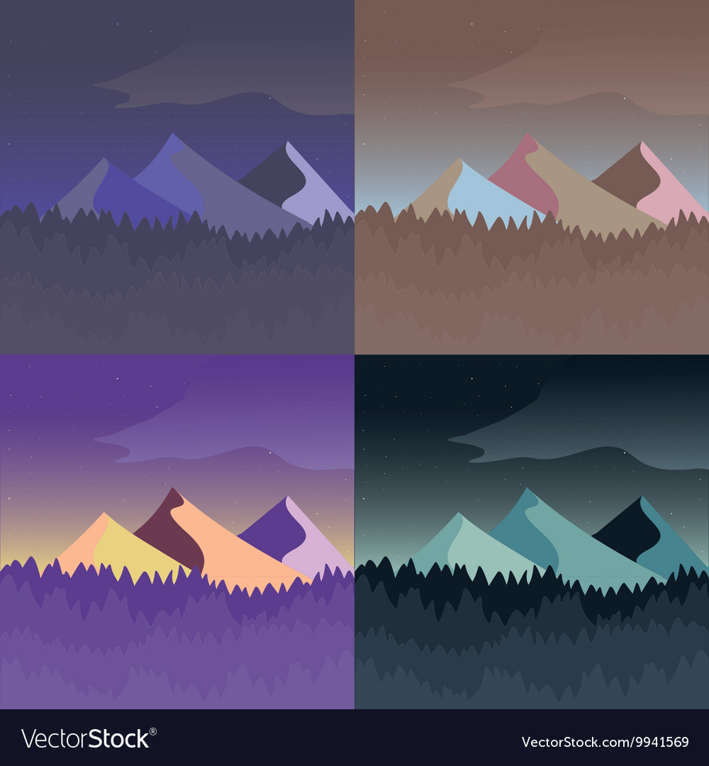 Mountain landscape set Royalty Free Vector Image