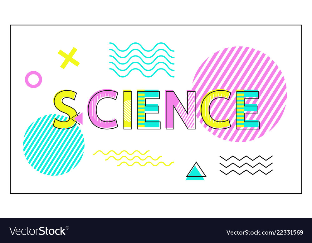 Science poster geometric figures in linear style Vector Image