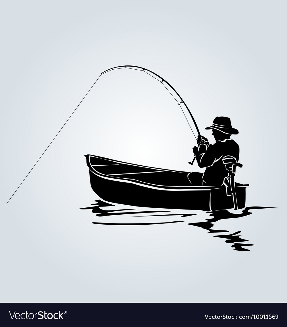 Download Silhouette A Fisherman In A Boat Royalty Free Vector Image