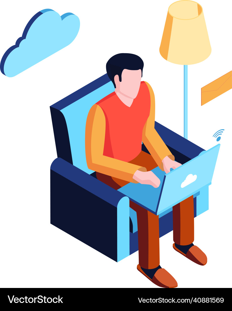 Wireless mail isometric composition Royalty Free Vector