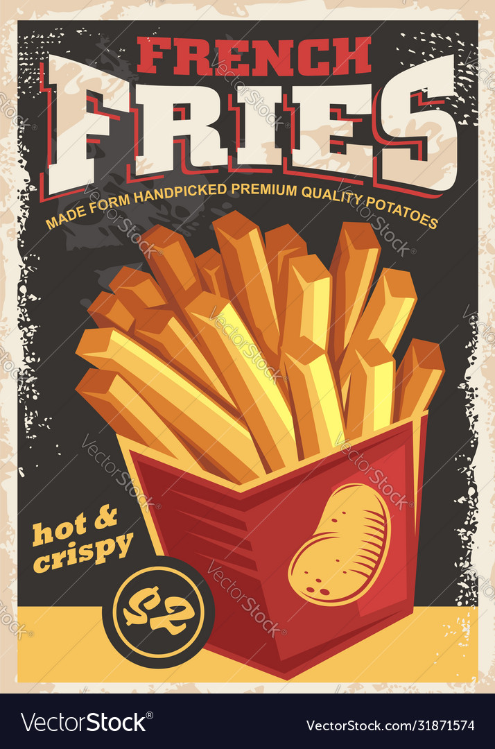 French Fries Antique Poster Royalty Free Vector Image 2140