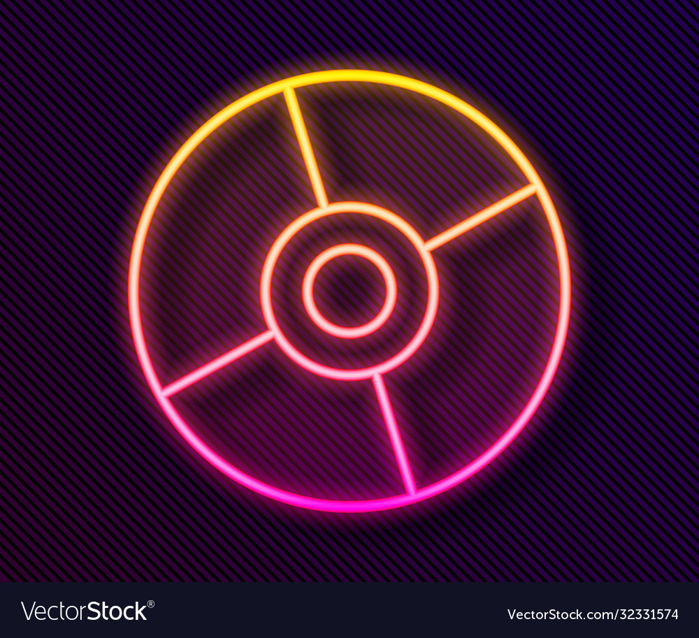 Glowing neon line cd or dvd disk icon isolated Vector Image