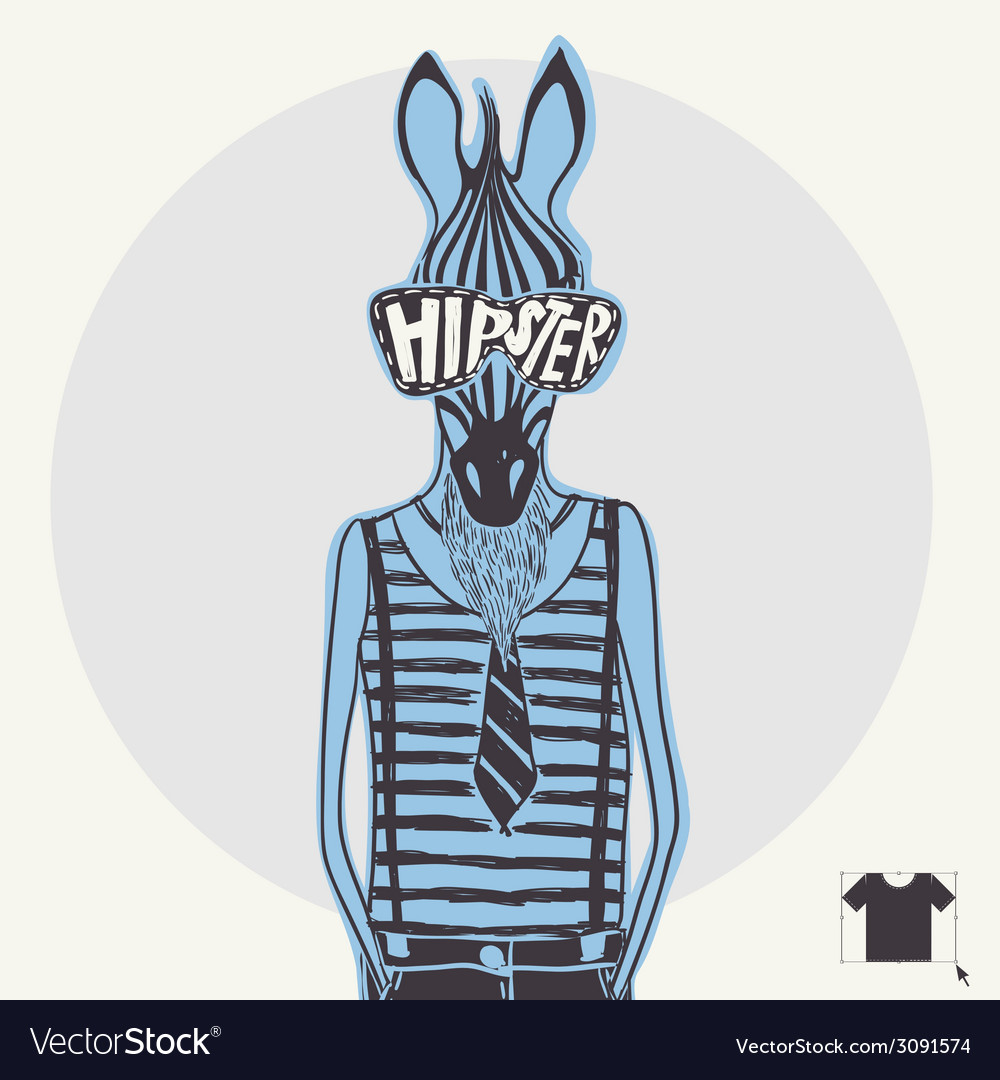 Hand drawn fashion portrait of hipster zebra vector image